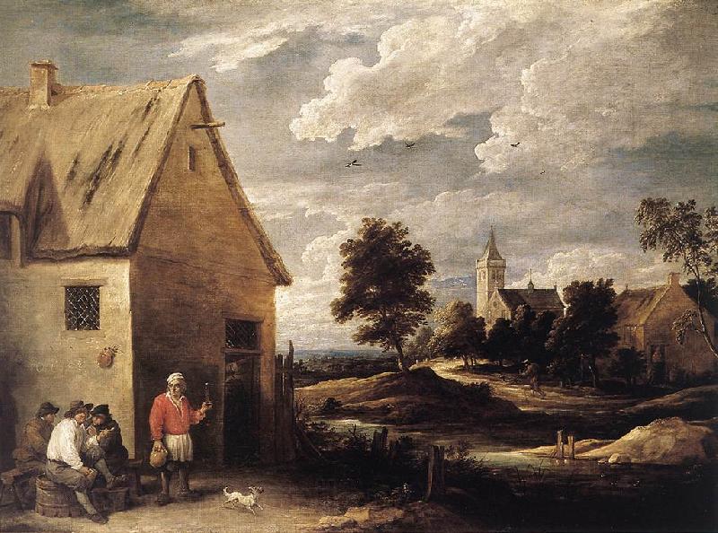 TENIERS, David the Younger Village Scene ut Norge oil painting art